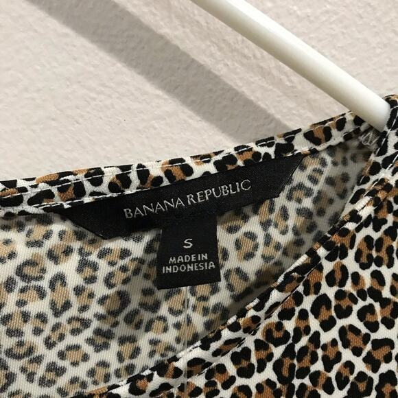 Banana Republic Fit & Flare Midi Leopard Print Dress Size S Long Sleeve - Picture 4 of 8